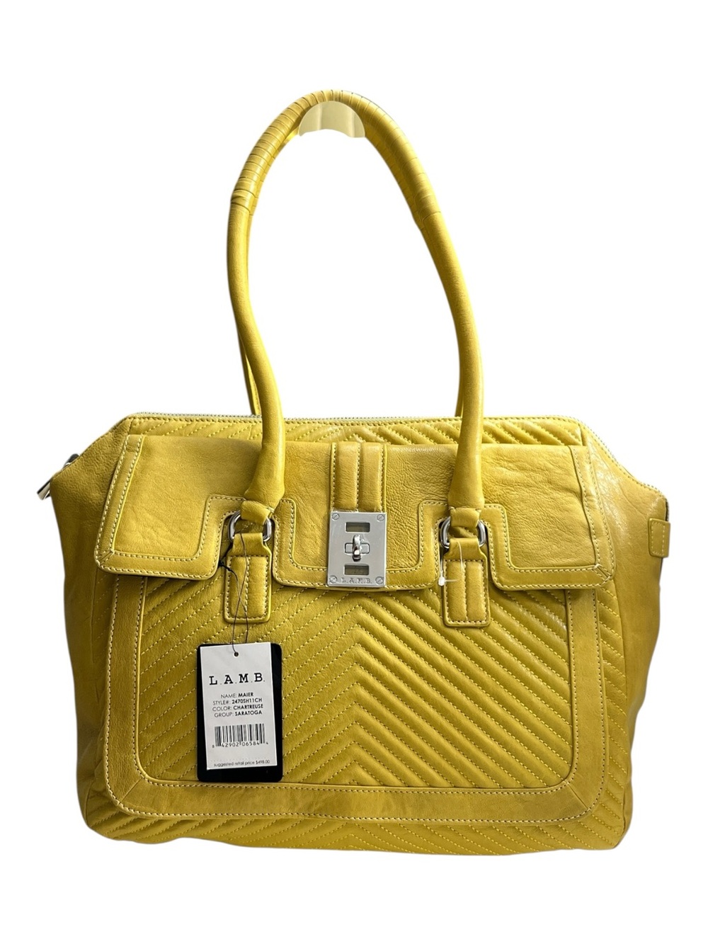 L.A.M.B. Bright Yellow Quilted Chevron Leather Shoulder Bag